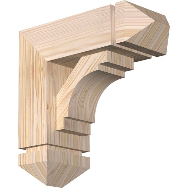 Ekena Millwork Merced Arts and Crafts Smooth Bracket w/ Offset Brace, Douglas Fir, 5 1/2"W x 14"D x 14"H BKT0604X14X14MRC03SDF - main